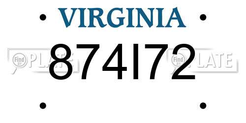 874I72 Virginia License Plate