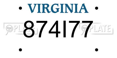 874I77 Virginia License Plate