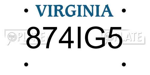 874IG5 Virginia License Plate