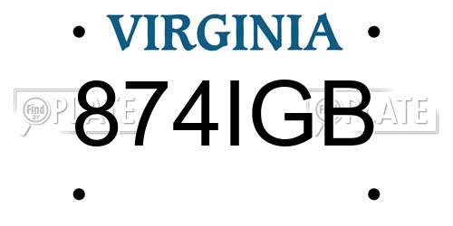 874IGB Virginia License Plate
