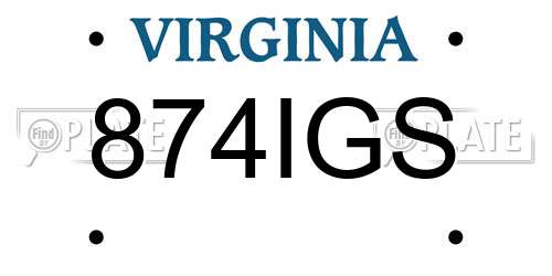 874IGS Virginia License Plate