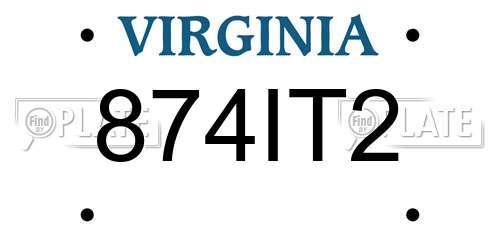 874IT2 Virginia License Plate