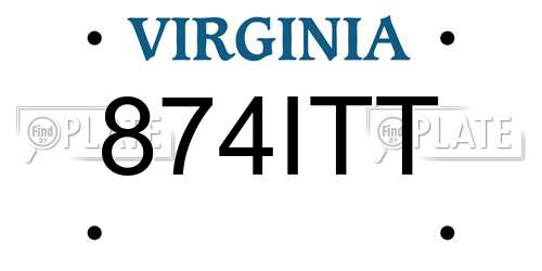 874ITT Virginia License Plate