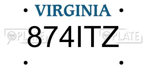 874ITZ Virginia License Plate