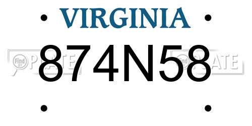 874N58 Virginia License Plate