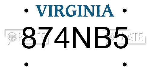 874NB5 Virginia License Plate