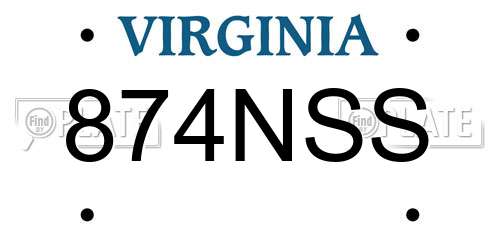 874NSS Virginia License Plate