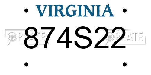874S22 Virginia License Plate