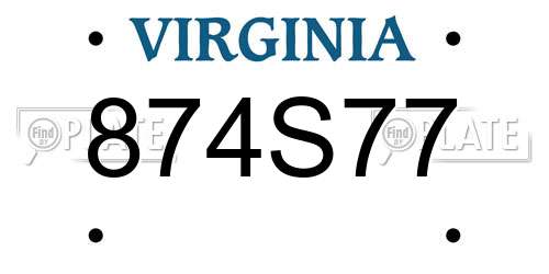 874S77 Virginia License Plate