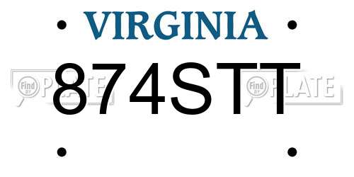 874STT Virginia License Plate