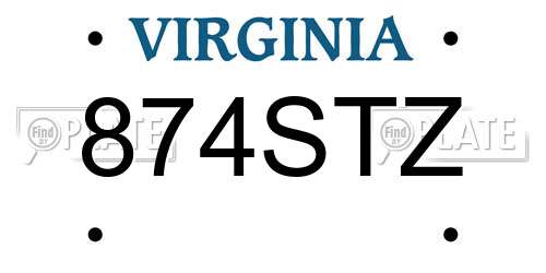874STZ Virginia License Plate