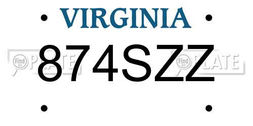 874SZZ Virginia License Plate