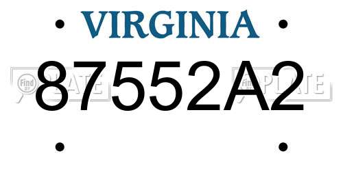87552A2 Virginia License Plate