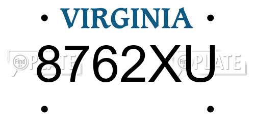 8762XU Virginia License Plate