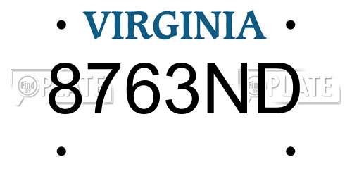8763ND Virginia License Plate