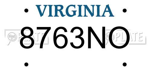 8763NO Virginia License Plate