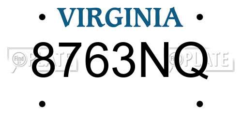 8763NQ Virginia License Plate