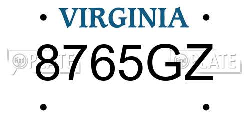 8765GZ Virginia License Plate