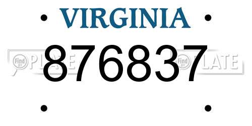 876837 Virginia License Plate