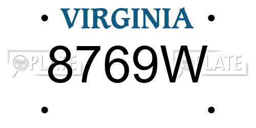 8769W Virginia License Plate