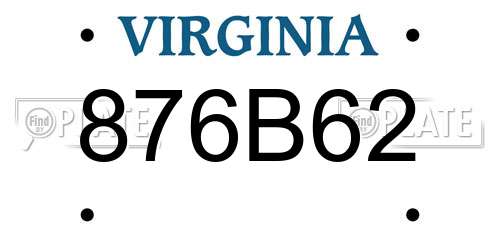 876B62 Virginia License Plate