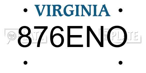 876ENO Virginia License Plate