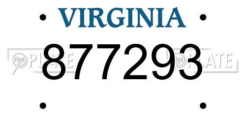 877293 Virginia License Plate