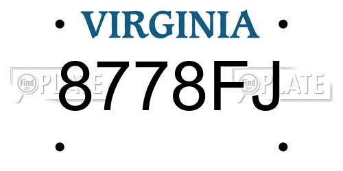 8778FJ Virginia License Plate
