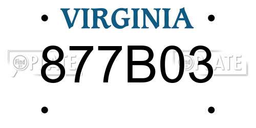 877B03 Virginia License Plate