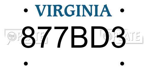 877BD3 Virginia License Plate
