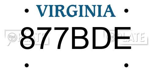 877BDE Virginia License Plate