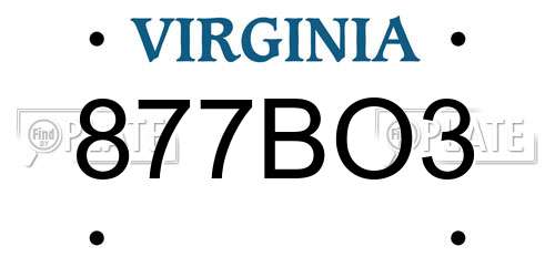 877BO3 Virginia License Plate