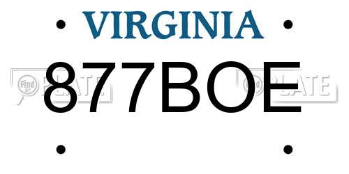 877BOE Virginia License Plate