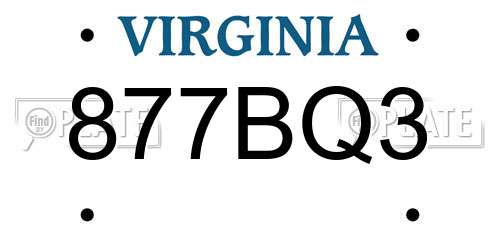 877BQ3 Virginia License Plate