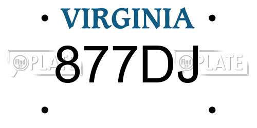 877DJ Virginia License Plate