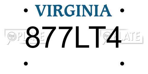 877LT4 Virginia License Plate