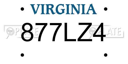877LZ4 Virginia License Plate