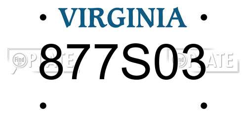 877S03 Virginia License Plate