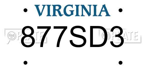 877SD3 Virginia License Plate