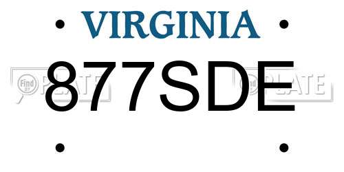 877SDE Virginia License Plate