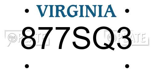 877SQ3 Virginia License Plate