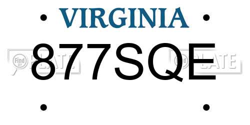 877SQE Virginia License Plate