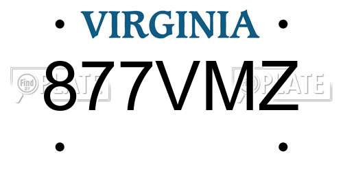 877VMZ Virginia License Plate