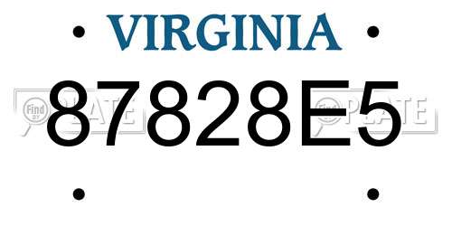 87828E5 Virginia License Plate