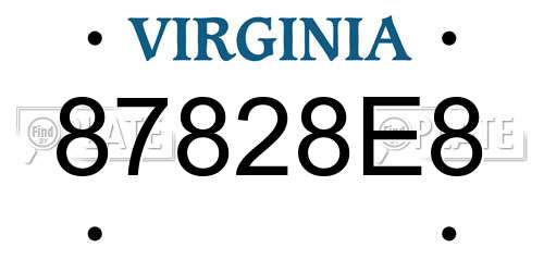 87828E8 Virginia License Plate