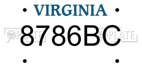 8786BC Virginia License Plate
