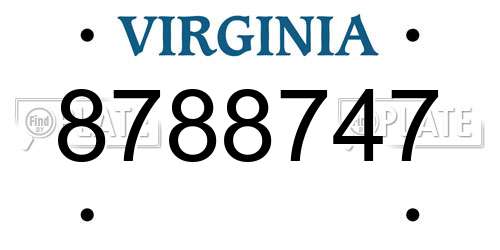 8788747 Virginia License Plate