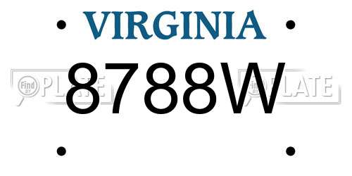 8788W Virginia License Plate