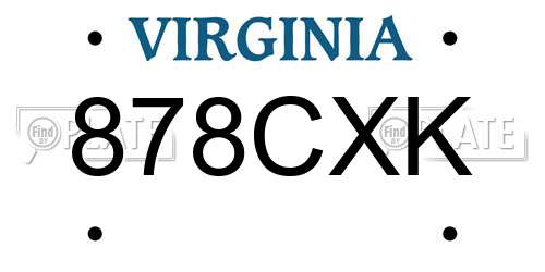 878CXK Virginia License Plate