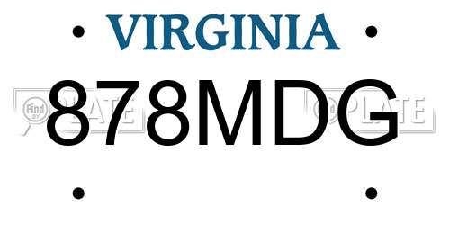 878MDG Virginia License Plate